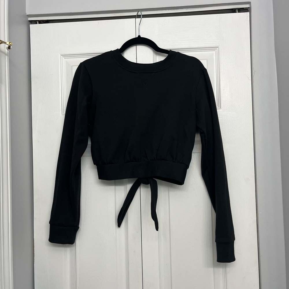 Rebecca Minkoff Black Cropped Tie-Back Top